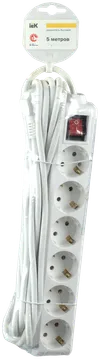 Extension cord U 06K with a switch 6 sockets 2P+PE/5 meters 3x1mm2 16A/250 IEK1