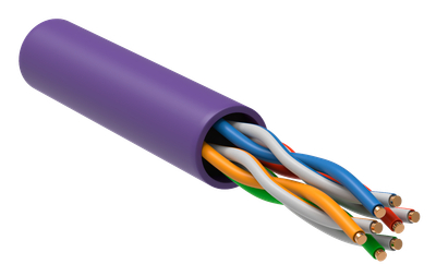 ITK Витая пара U/UTP кат.5E 4х2х24AWG solid LSZH нг(А)-HF фиолетовый (305м)