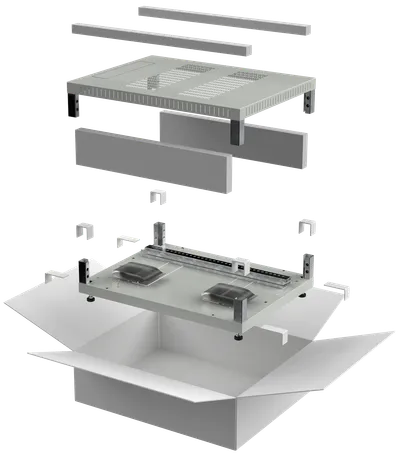Комплект основания и крыши предназначен для сборки напольных 19" шкафы серии LINEA E. 