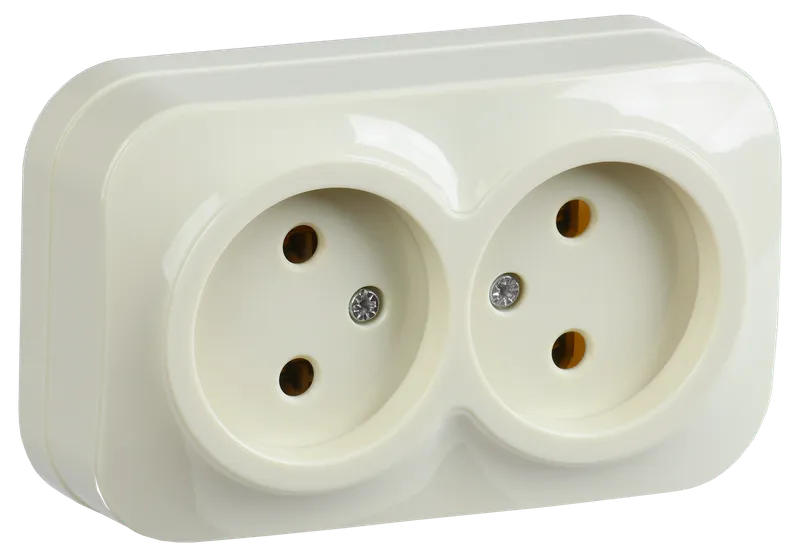 RS22-2-XK Double socket without grounding contact 10A with opening installation GLORY (cream) IEK