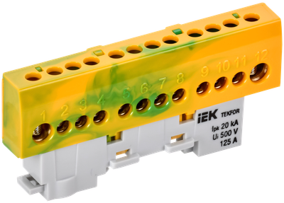 TEKFOR Шина PE "земля" изолированная на универсальном держателе 8х12-12-ЖЗ IEK