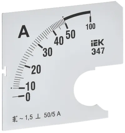 Шкала сменная для амперметра Э47 50/5А класс точности 1,5 72х72мм IEK