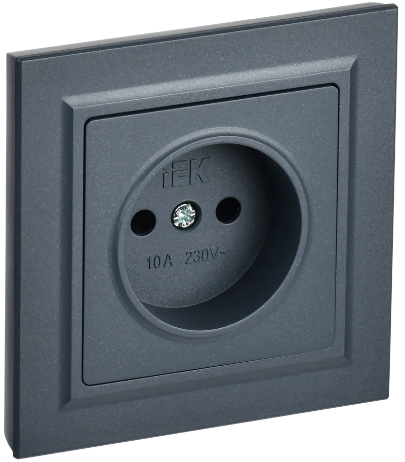 BRITE Socket 1-gang without earthing without protective shutters 10A assy. RSR10-1-0-BrM marengo IEK