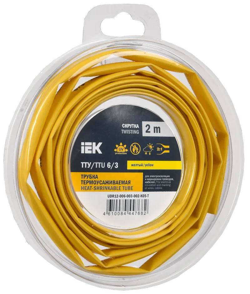 Heat shrink tube TTU ng-LS 6/3 yellow (2m/pack) IEK