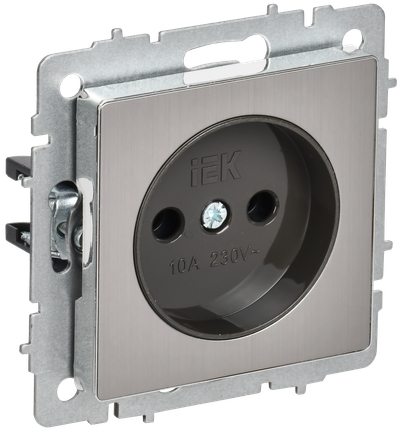 BRITE Розетка 1-местная без заземления без защитных шторок 10А РС10-1-0-БрГН металл хром/никель IEK