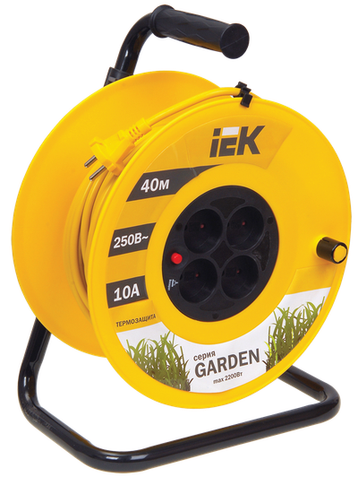 Катушка УК40 4 места без заземления с термозащитой 2х1,0мм2 "Garden" 40м IEK
