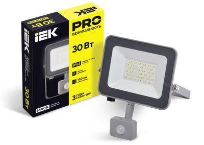 Прожектор светодиодный СДО 07-30Д с датчиком движения IP54 серый IEK