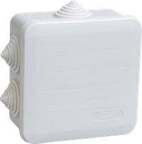 KM41255 pull box for surface installation 100x100x50 mm IP44 (RAL7035, 6 lead-ins, pop-top cap)
