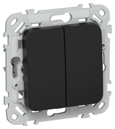 FLITE Выключатель 2-клавишный проходной 10А ВС62-1-0-ФлЧ черный IEK