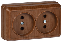 OKTAVA Розетка 2-местная без заземления для открытой установки 10А РС22-2-ОД дуб GENERICA