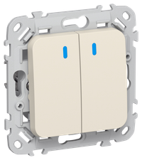 FLITE Выключатель 2-клавишный с индикацией 10А ВС12-1-1-ФлСл сливочный IEK