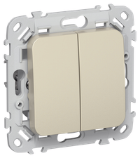 FLITE Выключатель 2-клавишный кнопочный 10А ВС12-2-0-ФлШ шампань IEK