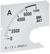 Шкала сменная для амперметра Э47 6000/5А класс точности 1,5 72х72мм IEK