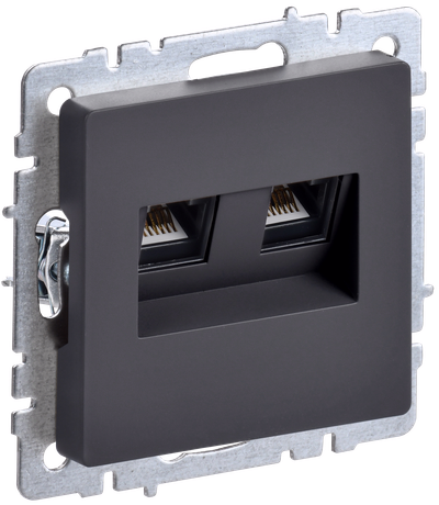 BRITE Розетка компьютерная двойная RJ45 кат.5E РК10-2-БрГ графит IEK