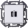 INSPIRIA Зарядное устройство USB А+С 3000мА 5Вбелый0