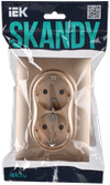 SKANDY Розетка 2-местная с заземлением с защитными шторками 16А в сборе SK-R07Sa песочный IEK1