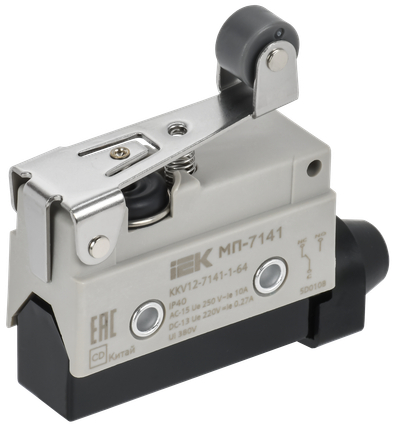 Микропереключатель концевой МП-7141 укороченный рычаг с роликом IP40 IEK