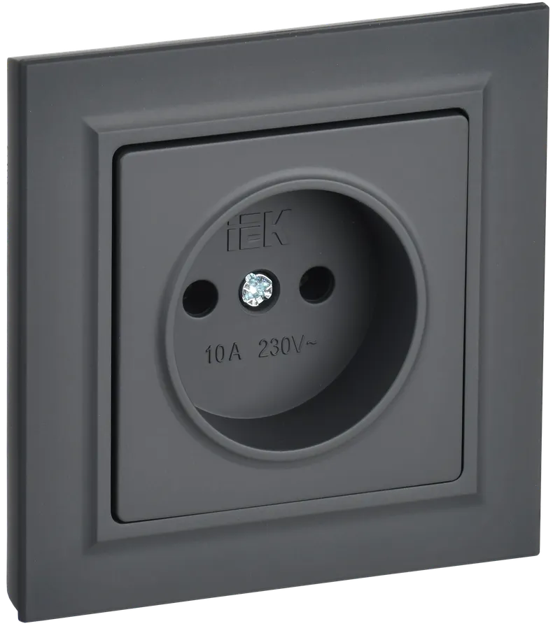 BRITE Socket 1-gang without earthing without protective shutters 10A assy. RSR10-1-0-BrG graphite IEK
