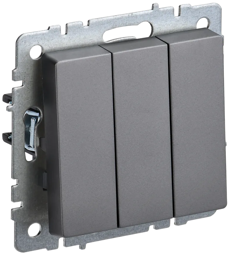 BRITE Triple-button switch 10A VC10-3-0-BrS steel IEK