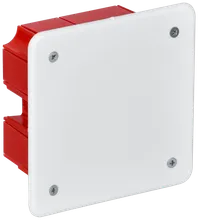 Коробка распаячная КМ41001 92x92x45мм для твердых стен (с саморезами, с крышкой) IEK