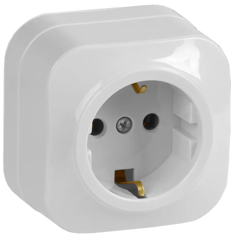 RS20-3-XB Single socket for grounding contact 16A with opening installation GLORY (white) IEK