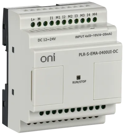 Логическое реле PLR-S ONI. Модуль расширения 4 каналами аналогового входа (0-10В/0..20мА). Напряжение питания 12-24 В DC
