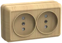 OKTAVA 2-gang socket without grounding for open installation 10A RS22-2-OS pine IEK
