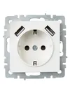 BRITE Socket outlet 1-gang with earthing with protective shutters 16A with USB A+A 5V 3.1A RUSH10-2-BrB white IEK1