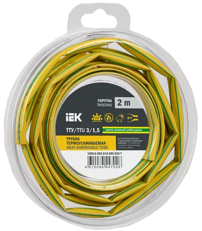 Heat shrink tube TTU ng-LS 3/1.5 yellow-green (2m/pack) IEK