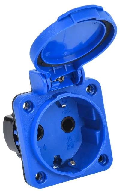 MAGNUM Socket panel SCHUKO RP12-3 flush with a cover 2P+PE 16A 220V IP54 blue IEK