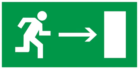 Self adhesive label 100x50 mm "Evacuation direction EXIT to the right"