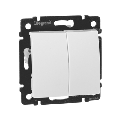 VALENA Выключатель 2-клавишный схема 5 10АХ безвинтовые зажимы белый