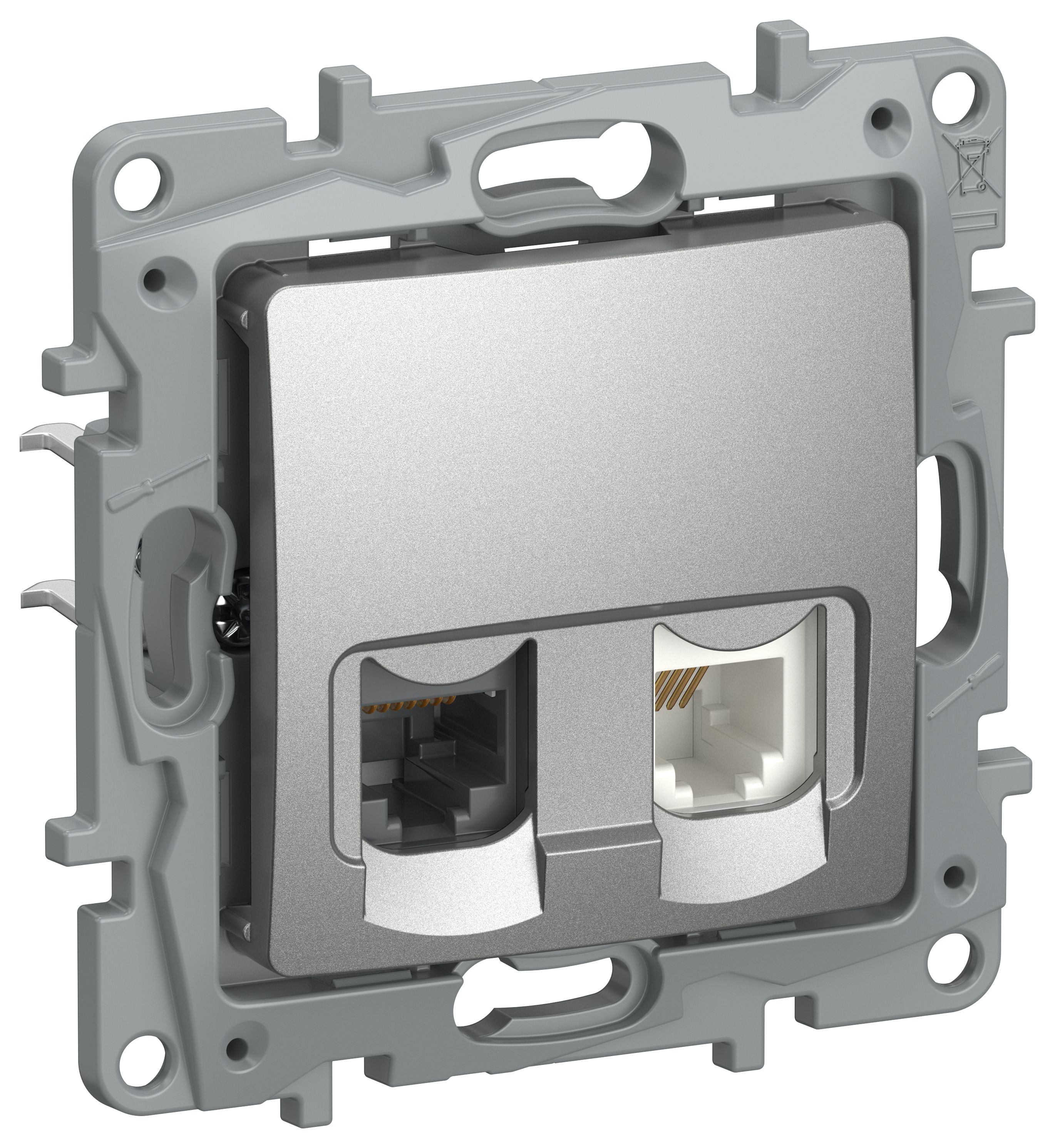 IEKETIKA Розетка двойная RJ11+RJ45 кат.5E UTP 6724521 алюминий IEK