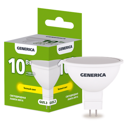 Лампа светодиодная MR16 софит 10Вт 230В 3000К GU5.3 GENERICA