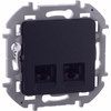 INSPIRIA Розетка компьютерная двойная RJ45 категория 5Е UTP антрацит0