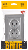 BRITE Розетка 2-местная без заземления без защитных шторок 10А в сборе РС12-2-БрА алюминий IEK1