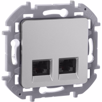 INSPIRIA Розетка компьютерная двойная RJ45 категория 6 UTP алюминий
