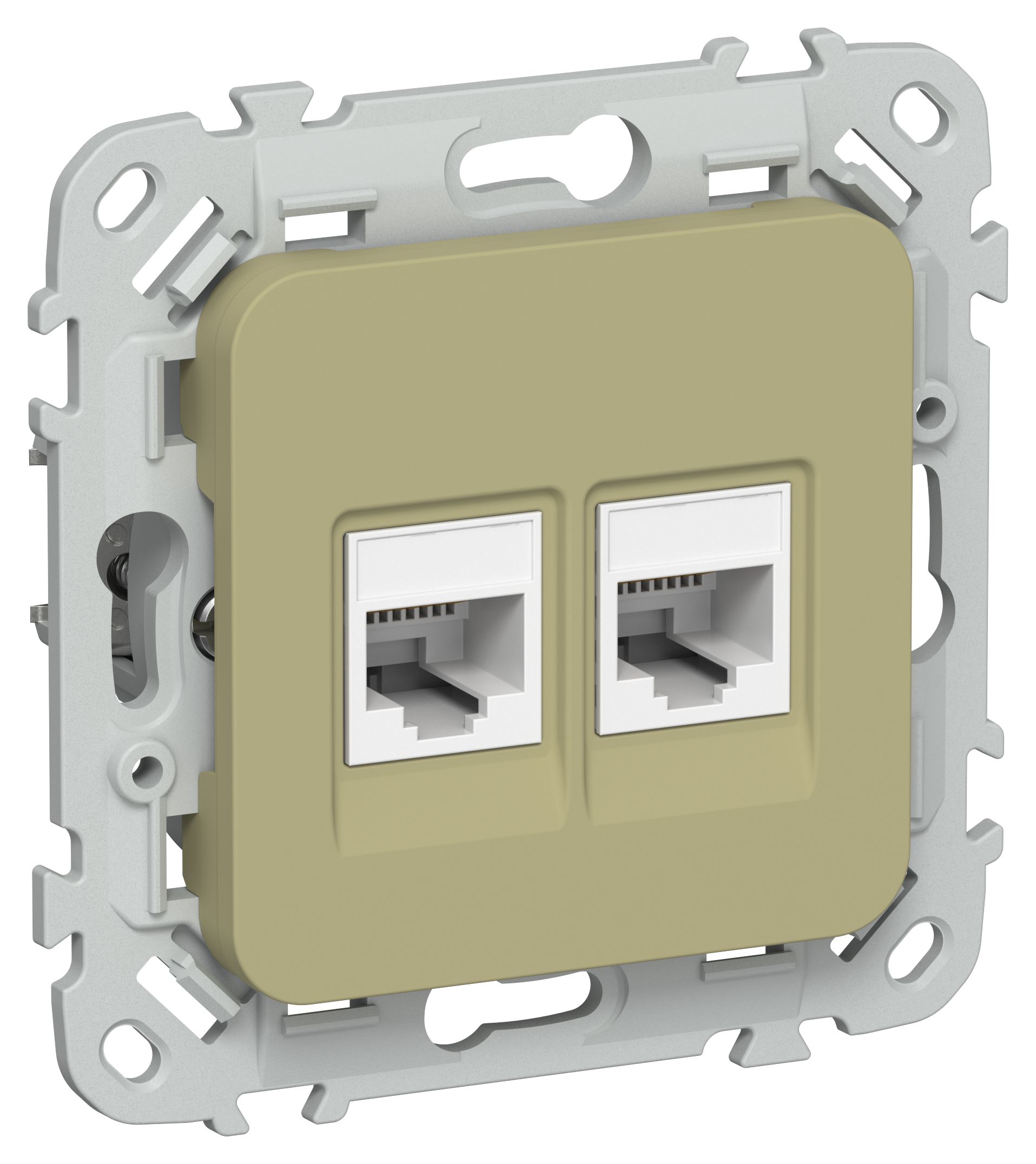 FLITE Розетка 2-местная RJ45/RJ11 категория 5Е/3 UTP РКТ5е/3-2-0-ФлО оливковый IEK