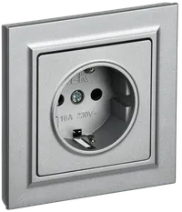 BRITE Socket outlet 1-gang with earthing with protective shutters 16A, complete PCP14-1-0-BrA aluminum IEK