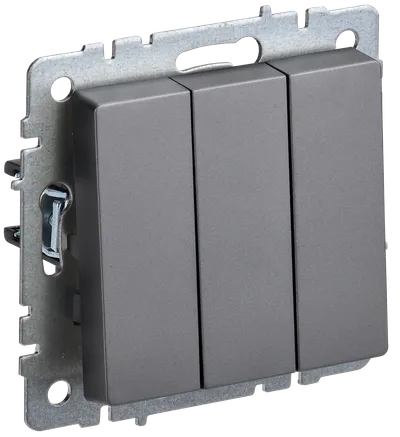 BRITE Triple-button switch 10A VC10-3-0-BrS steel IEK