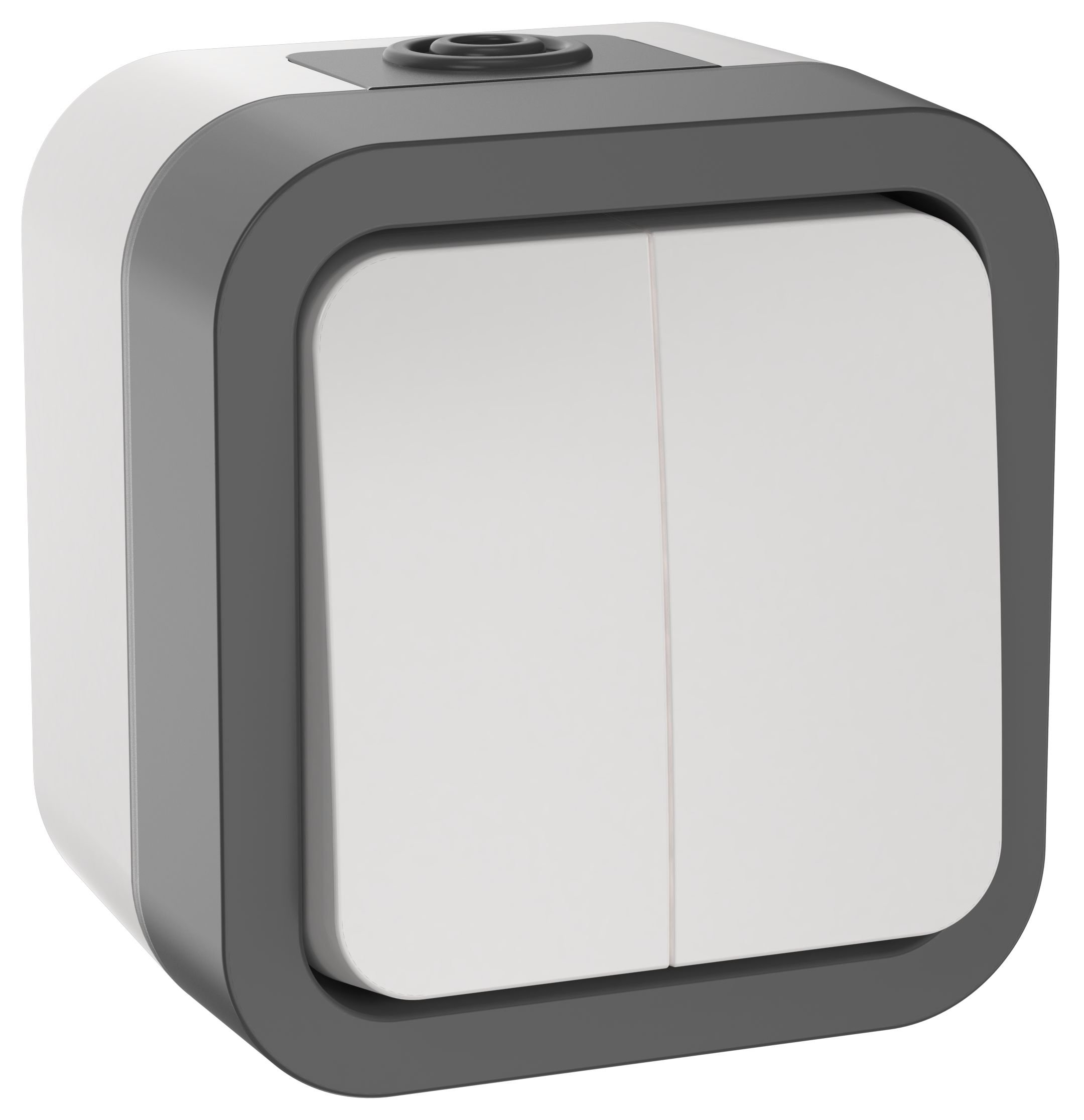TORS Выключатель двухклавишный 10А IP55 TS205 серо-белый IEK (TS-V20-0-10-55-K41)
