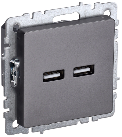 BRITE Розетка USB A+A 5В 3,1А РЮ10-1-БрС сталь IEK