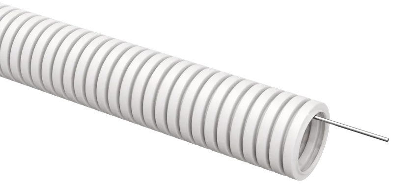 ELASTA Corrugated PVC pipe d=32mm with probe white (25m) IEK