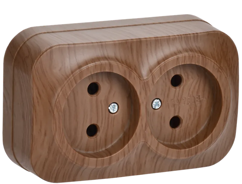 RS22-2-XD Double socket without grounding contact 10A with opening installation GLORY (oak) IEK