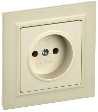 BRITE 1-gang socket without earthing without protective shutters 10A, complete PCP10-1-0-BrKr beige IEK