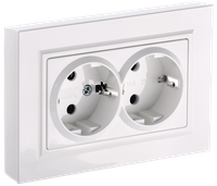BRITE Розетка 2-местная с заземлением без защитных шторок 16А безвинтовое крепление в сборе РС22-3-БрБ белый IEK