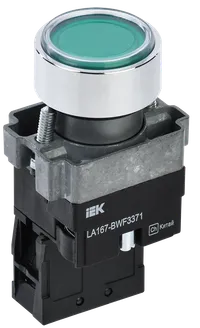 Кнопка управления LA167-BWF3371 d=22мм RC 1з с подсветкой зеленая IEK