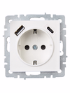 BRITE Розетка 1-местная с заземлением с защитными шторками 16А с USB A+C 18Вт РЮш11-1-БрЖ жемчуг IEK1