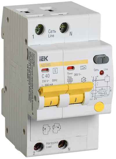 KARAT Дифференциальный автомат АД12MS 2P 40А 300мА тип A IEK