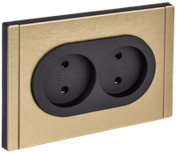 FORTE&PIANO Розетка 2-местная без заземления с защитными шторками безвинтовое крепление 10А FP625M металл шампань IEK